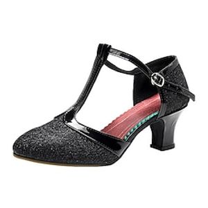 Women's Modern Shoes Ballroom Dance Square Dance Party Collections Fashion Party  Evening Sequins Thick Heel Pointed Toe Buckle Adults' Black Silver Gold Lightinthebox