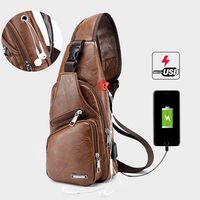 Outdoor Shoulder USB Charging Port Chest Bag Crossbody Bag