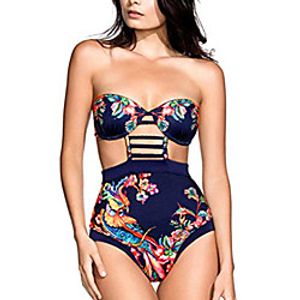raisingtop ladies padded swimsuit swimwear high waisted beachwear push-up monokini bikini one piece off shoulder new (blue, us 8-10) Lightinthebox