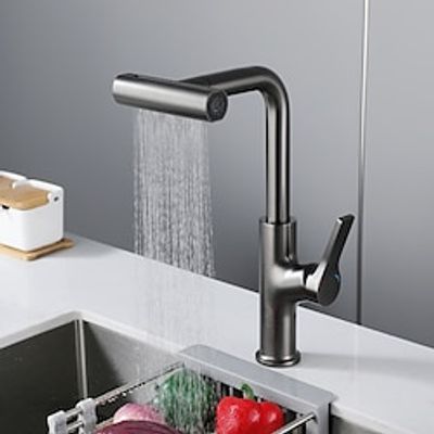 Waterfall Kitchen Faucet, 2023 Latest Centerset Faucet for Kitchen Sink, 3 in 1 Multi-functional Single Handle One Hole Pull out Cylinder Spout Kitchen Taps, Ceramic Valve Insides Lightinthebox
