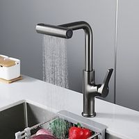 Waterfall Kitchen Faucet, 2023 Latest Centerset Faucet for Kitchen Sink, 3 in 1 Multi-functional Single Handle One Hole Pull out Cylinder Spout Kitchen Taps, Ceramic Valve Insides Lightinthebox - thumbnail