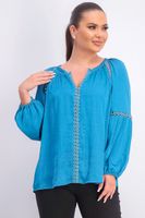Womens Grommet-Trim Peasant Blouse  Tahitian Tide - thumbnail