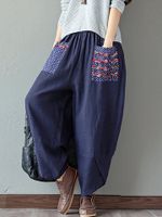 Print Patchwork Pants For Women