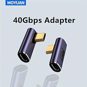 USB C Adapter,90 Degree Right Angle , Type C Male To Female Adapter Extender Support 100W Fast Charging 40Gbps Data Transfer 8K@60Hz Video Output For Laptops, Tablets, Mobile Phones Lightinthebox