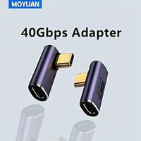 USB C Adapter,90 Degree Right Angle , Type C Male To Female Adapter Extender Support 100W Fast Charging 40Gbps Data Transfer 8K@60Hz Video Output For Laptops, Tablets, Mobile Phones Lightinthebox - thumbnail