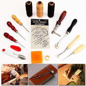 14Pcs Leather Craft Tool Set Tools Kit Hand Stitching Sewing Thread Awl Thimble