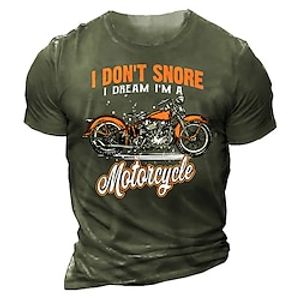 Men's Unisex T shirt 3D Print Graphic Prints Motorcycle Crew Neck Street Daily Print Short Sleeve Tops Casual Designer Big and Tall Papa T Shirts Black Gray Army Green miniinthebox
