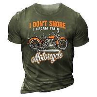 Men's Unisex T shirt 3D Print Graphic Prints Motorcycle Crew Neck Street Daily Print Short Sleeve Tops Casual Designer Big and Tall Papa T Shirts Black Gray Army Green miniinthebox - thumbnail
