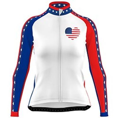21Grams Women's Long Sleeve Cycling Jersey Bike Top with 3 Rear Pockets Mountain Bike MTB Road Bike Cycling Breathable Quick Dry Moisture Wicking White American / USA Spandex Polyester Sports miniinthebox