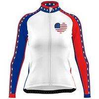 21Grams Women's Long Sleeve Cycling Jersey Bike Top with 3 Rear Pockets Mountain Bike MTB Road Bike Cycling Breathable Quick Dry Moisture Wicking White American / USA Spandex Polyester Sports miniinthebox - thumbnail