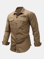 Mens Chest Pockets Work Shirts