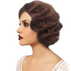 Reddish Brown 1920s Wig for Women Short Finger Wave Party Wig Synthetic Full Vintage Wigs for Womens Lady Cosplay Costume Fancy Dress 20s Flapper Wig Lightinthebox