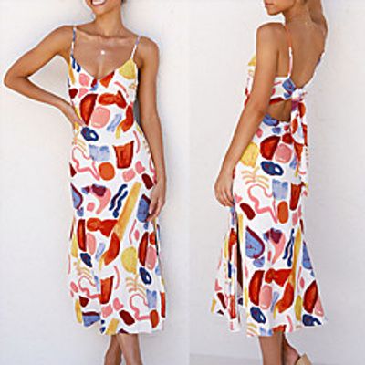 Women's Swing Dress Knee Length Dress Photo Color Sleeveless Solid Color Summer Casual / Daily 2021 S M L XL miniinthebox