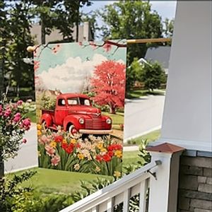 Flower Truck Garden Flag 12x18Inch Outdoor Decorations Welcome Garden Patio Flag Yard Flag Double Sided Holiday Outdoor Flags 1pc Lightinthebox