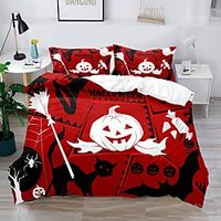 Halloween Pumpkin 3-Piece Duvet Cover Set Hotel Bedding Sets Comforter Cover with Soft Lightweight Thicken Fabric, Include 1 Duvet Cover, 2 Pillowcases for Double/Queen/King(1 Pillowcase for Twin/Single) miniinthebox - thumbnail