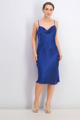 Womens Plain Satin Spaghetti Strap Dress  Royale