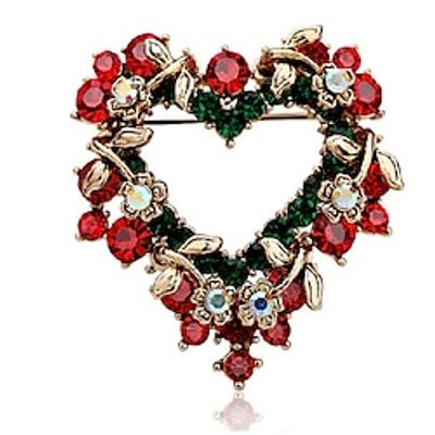 Women's Christmas AAA Cubic Zirconia Brooches Classic Sweet Heart Stylish Brooch Jewelry Gold For Xmas Street Date Lightinthebox