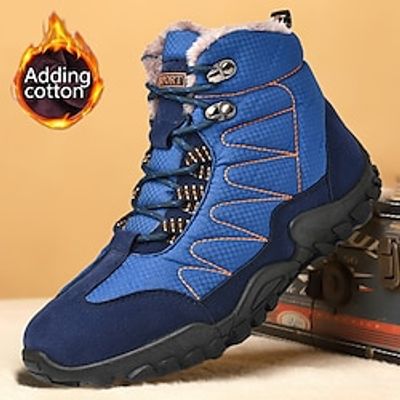 Men's Boots Snow Boots Hiking Boots Winter Shoes Fleece lined Hiking Walking Casual Outdoor Daily Suede Cloth Warm Height Increasing Mid-Calf Boots Lace-up Black Blue Gray Fall Winter Lightinthebox