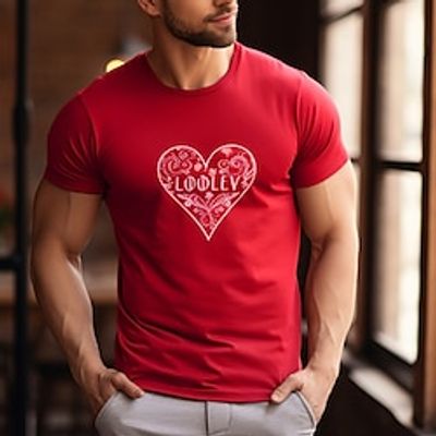 Valentine's Day Red T shirt Tee Men's Graphic Cotton Blend Shirt Sports Classic Shirt Short Sleeve Comfortable Tee Sports Outdoor Holiday Summer Fashion Designer Clothing S M L XL XXL XXXL Lightinthebox