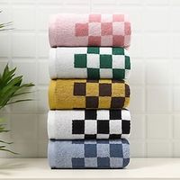 High-Quality Yarn Dyed Jacquard Weave Chessboard Grid Towel Set Cotton Bath Towels Extra Large Luxury Bath Sheets Towels for Adults Extra Large Lightinthebox