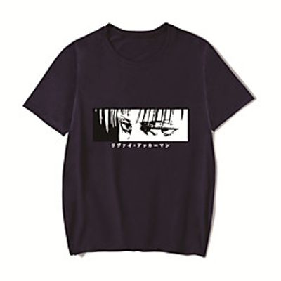 Men's Unisex Tee T shirt Shirt Hot Stamping Anime Graphic Prints Plus Size Attack on Titan Print Short Sleeve Casual Tops Cotton Basic Designer Big and Tall Round Neck White Red Blushing Pink miniinthebox