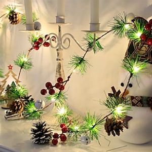 Christmas Rattan String Lights 2M 20LEDs Battery Powered Christmas Pine Cone Bells Red Fruit Garland Lights Wedding Party Garden Home Thanksgiving Patio Decoration miniinthebox