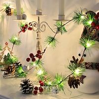 Christmas Rattan String Lights 2M 20LEDs Battery Powered Christmas Pine Cone Bells Red Fruit Garland Lights Wedding Party Garden Home Thanksgiving Patio Decoration miniinthebox - thumbnail