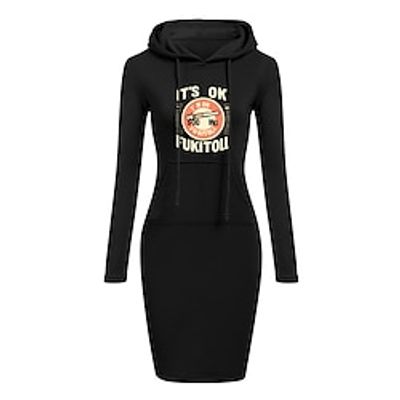 Women's Hoodie Dress Casual Dress Midi Dress Active Fashion Outdoor Going out Weekend Hoodie Print Letter Loose Fit Black Gray S M L XL XXL Lightinthebox Women's Hoodie Dress Casual Dress Midi Dress Active Fashion Outdoor Going out Weekend Hoodie Print Letter Loose Fit Black Gray S M L XL XXL Lightinthebox