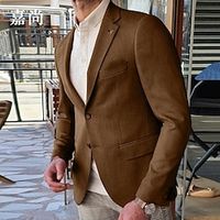 Men's Blazer Wedding Business Fall Winter Regular Coat Regular Fit Thermal Warm Casual Jacket Long Sleeve Solid Color Pocket Coffee Lightinthebox - thumbnail