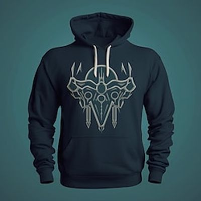 Graphic Viking Fashion Daily Basic Men's 3D Print Hoodie Pullover Sports Outdoor Holiday Vacation Hoodies Navy Blue Dark Blue Hooded Front Pocket Print Spring   Fall Designer Lightinthebox