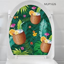 Summer Beach Coconut Tree and Flower Toilet Decal - Removable Bathroom Sticker for Toilet Seats - Home Decor Wall Decal for Bathrooms Lightinthebox