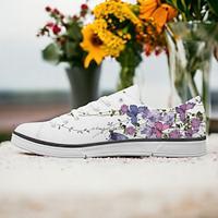 Women's Sneakers Print Shoes Plus Size Canvas Shoes Daily Vacation Travel Floral Butterfly Flat Heel Vacation Classic Casual Canvas Lace-up Pink Blue Purple Lightinthebox