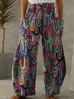 Casual Vintage Print Pocket Loose Pants