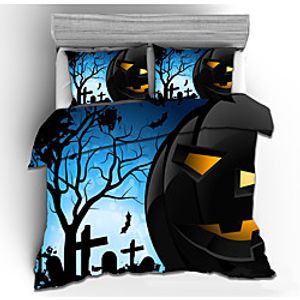 3DHalloween Duvet Cover Twin Cartoon skeleton pumpkin Comforter Lantern Bedding Ghost Quilt Cover for Kids Boys Girls Bedroom(1 Duvet Cover 2 Pillow Cases) Lightinthebox