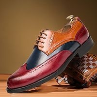 Men's Oxfords Derby Shoes Brogue Walking Casual Christmas Daily Xmas Leather Comfortable Booties  Ankle Boots Loafer Red Blue Brown Spring Fall Lightinthebox - thumbnail