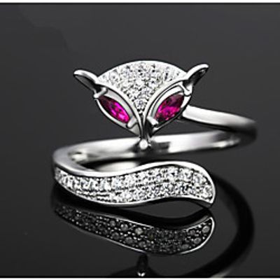 Fox Women's Ring Open Cuff Ring Adjustable Ring 1pc Silver Copper Silver-Plated Irregular Stylish Artistic Simple Birthday Gift Jewelry Mismatched Swan Animal Wearable Lightinthebox