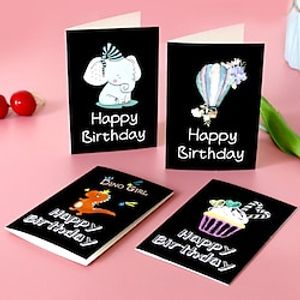 6pcs/sets Happy Birthday Card Cute Cartoon Dinosaur Cake Gift Postcard with Envelope Sticker Birthday Party Invitation Greeting Card. miniinthebox