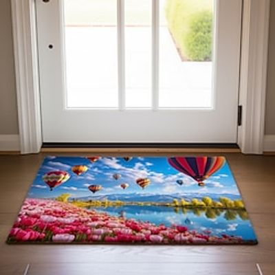 Hot Balloon Flowers Doormat Non-Slip Oil Proof Rug Indoor Outdoor Mat Bedroom Decor Bathroom Mat Entrance Rug Door Mat Lightinthebox