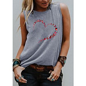 Women's Holiday Tank Top Vest T shirt Graphic Butterfly Heart Print Round Neck Basic Tops Blue Purple Light gray  Going out Lightinthebox