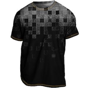Men's T shirt Tee Tee Graphic Plaid Crew Neck Clothing Apparel 3D Print Outdoor Casual Short Sleeve Print Vintage Fashion Designer Lightinthebox
