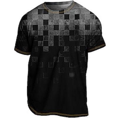 Men's T shirt Tee Tee Graphic Plaid Crew Neck Clothing Apparel 3D Print Outdoor Casual Short Sleeve Print Vintage Fashion Designer Lightinthebox