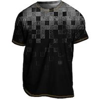 Men's T shirt Tee Tee Graphic Plaid Crew Neck Clothing Apparel 3D Print Outdoor Casual Short Sleeve Print Vintage Fashion Designer Lightinthebox - thumbnail