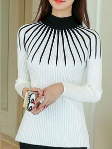 Striped Half Turtleneck Winter Women Sweater