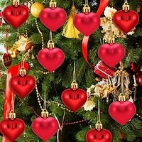 12pcs Christmas Tree Decoration Scene Layout Valentine's Day Gift Red Heart Decoration Lightinthebox - thumbnail
