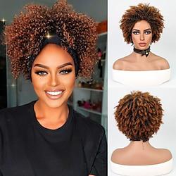 Synthetic Wig Afro Afro Curly Pixie Cut Wig 10 inch Black / Burgundy Black / Brown Ginger Synthetic Hair Women's Burgundy Yellow Multi-color Lightinthebox