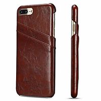 Phone Case For Apple Back Cover Leather iPhone 8 Plus iPhone 7 Plus Card Holder Solid Color Hard Genuine Leather miniinthebox - thumbnail