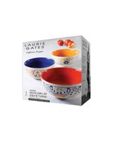 Laurie Gates Tierra 3 Pieces Nesting Bowl Set 10Inch, 9 Inch, 8 Inch Handpainted