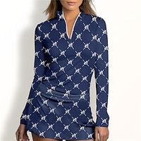 Women's Polo Shirt Golf Shirt Breathable Quick Dry Moisture Wicking Long Sleeve Golf Apparel Golf Clothes Regular Fit Zipper Stand Collar Printed Spring Autumn Tennis Golf Pickleball miniinthebox - thumbnail