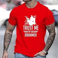 Musical Instrument Black White Red T shirt Tee Men's Graphic Cotton Blend Shirt Sports Classic Shirt Short Sleeve Comfortable Tee Sports Outdoor Holiday Summer Fashion Designer Clothing S M L XL XXL Lightinthebox - thumbnail