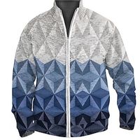 Geometry Casual Men's Zipper Knitting Print Cardigan Sweater Knitwear Outdoor Daily Vacation Long Sleeve Stand Collar Sweaters Blue Brown Green Fall Winter S M L Sweaters Lightinthebox - thumbnail